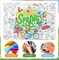 Hello Spring Coloring Poster with 24pcs Paint Pens,Spring Party Jumbo Paper Coloring Banner